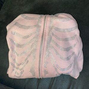 skull print rhinestone hoodie